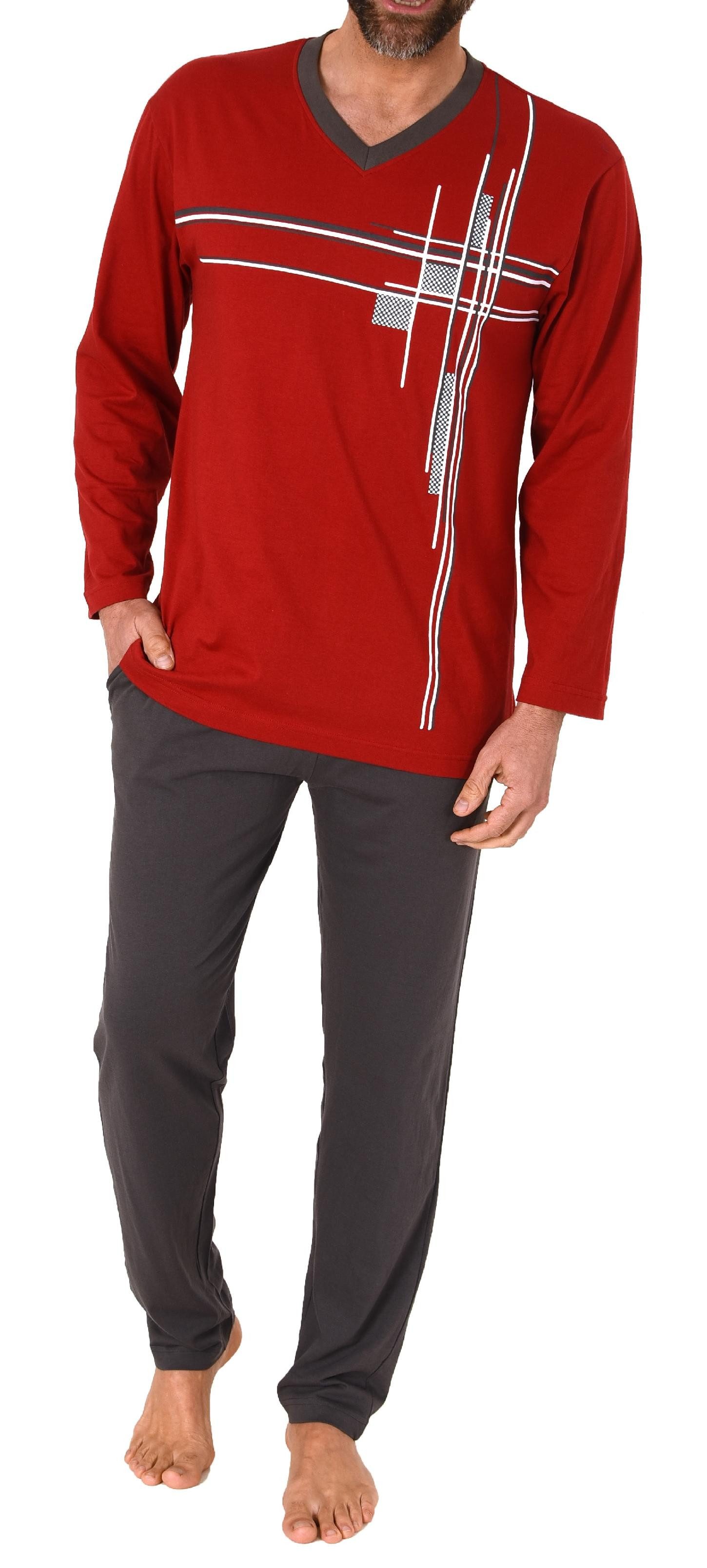 Normann Pyjama Herren Schlafanzug langarm Pyjama mit Frontprint - auch in Ü günstig online kaufen