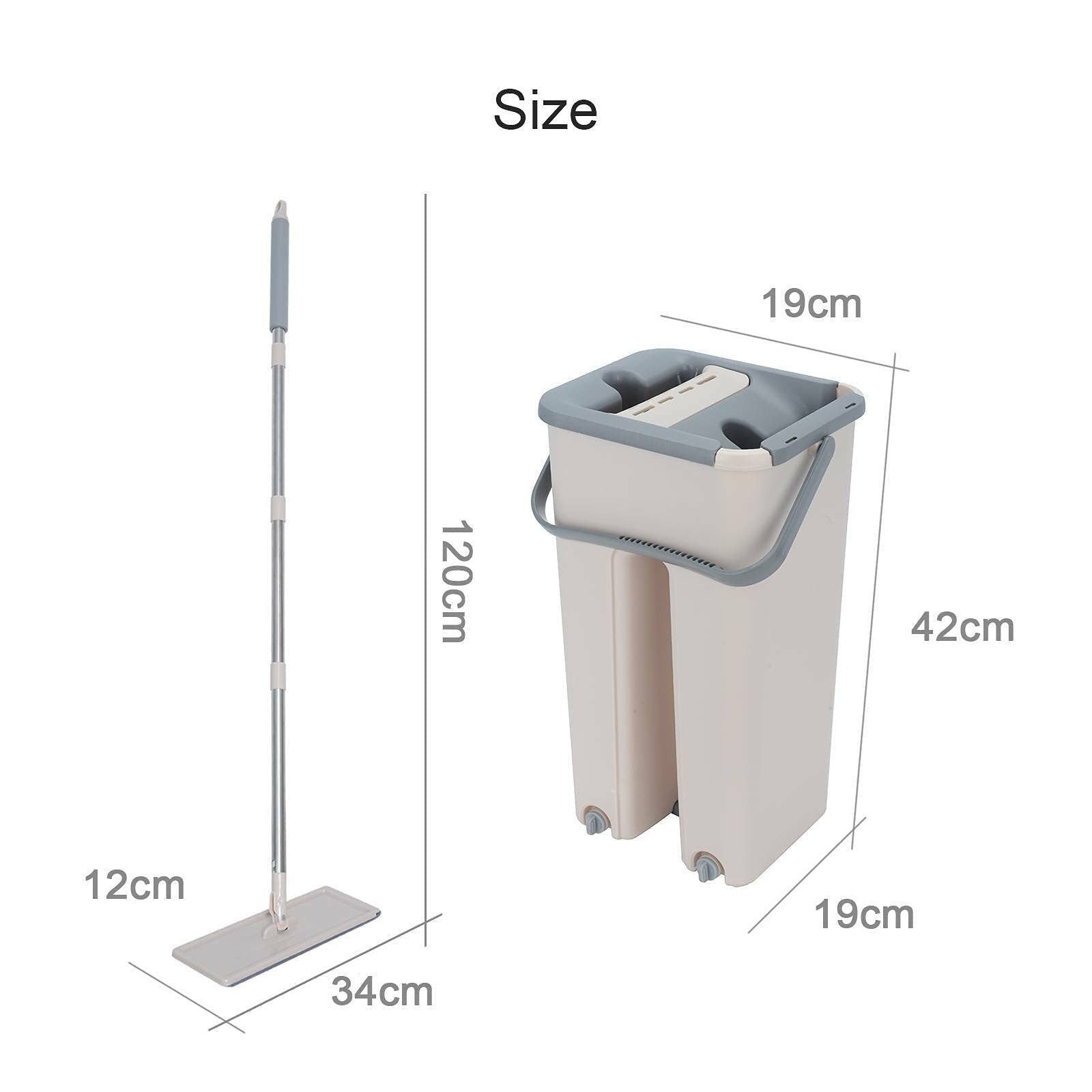 Youyijia Wischmopp Set mit Eimer – Flacher Bodenwischer mit Auswringfunktion Moppaufsatz