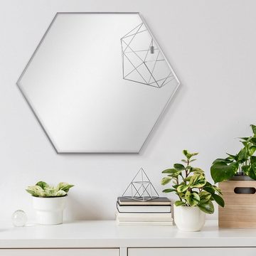 PHOTOLINI Spiegel sechseckig mit Metallrahmen 52x60 cm, schmaler Rahmen