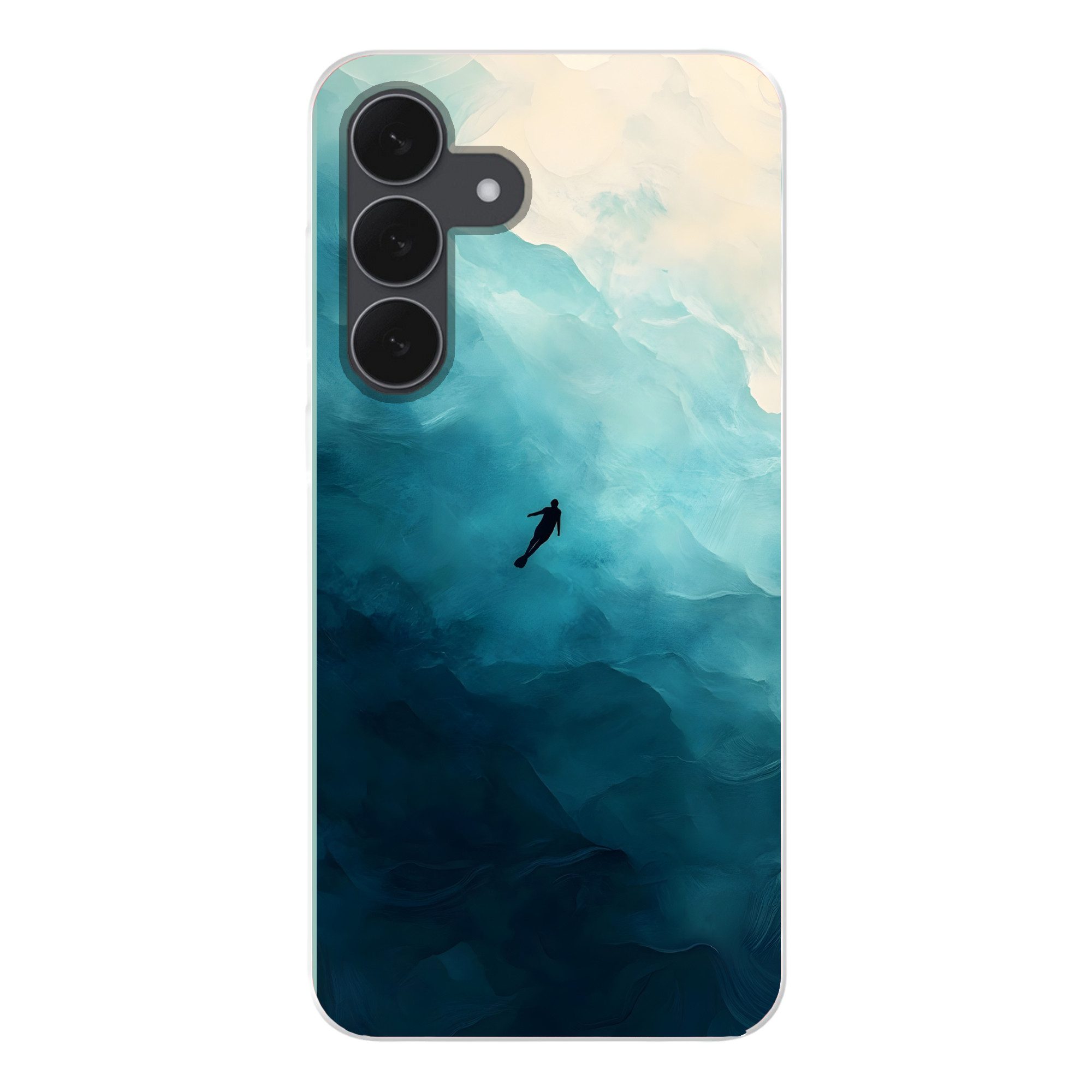 MuchoWow Handyhülle für Samsung Galaxy S25 FE Meer - Silhouette - Abstrakt - Blau, Smartphone-Bumper, Print, Handy Schutzhülle Dünn