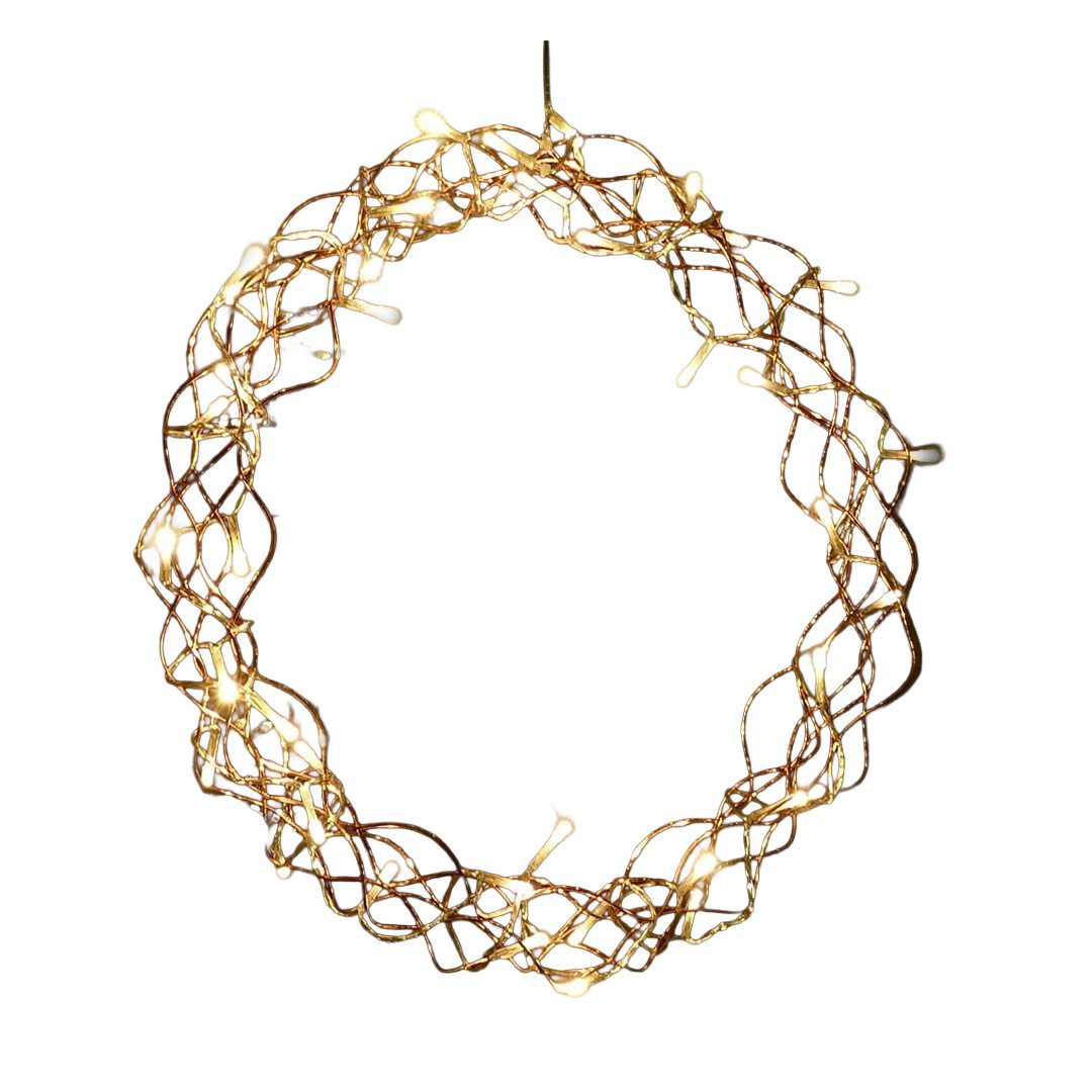 Gartenpirat Dekokranz Lichterkranz Ø 40 o. 70 cm aus kupferfarbenem Draht mit LED warmweiß, Timer 8/16 Std., Transparentes Zuleitungskabel