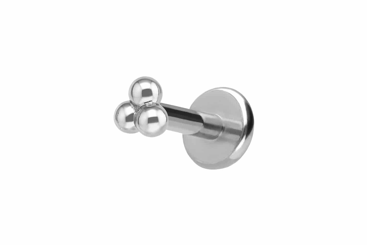 PIERCINGLINE Piercing-Set Titan Labret mit Innengewinde + 925er Silber Aufsatz 3 KUGELN (Labrets, 1-tlg)