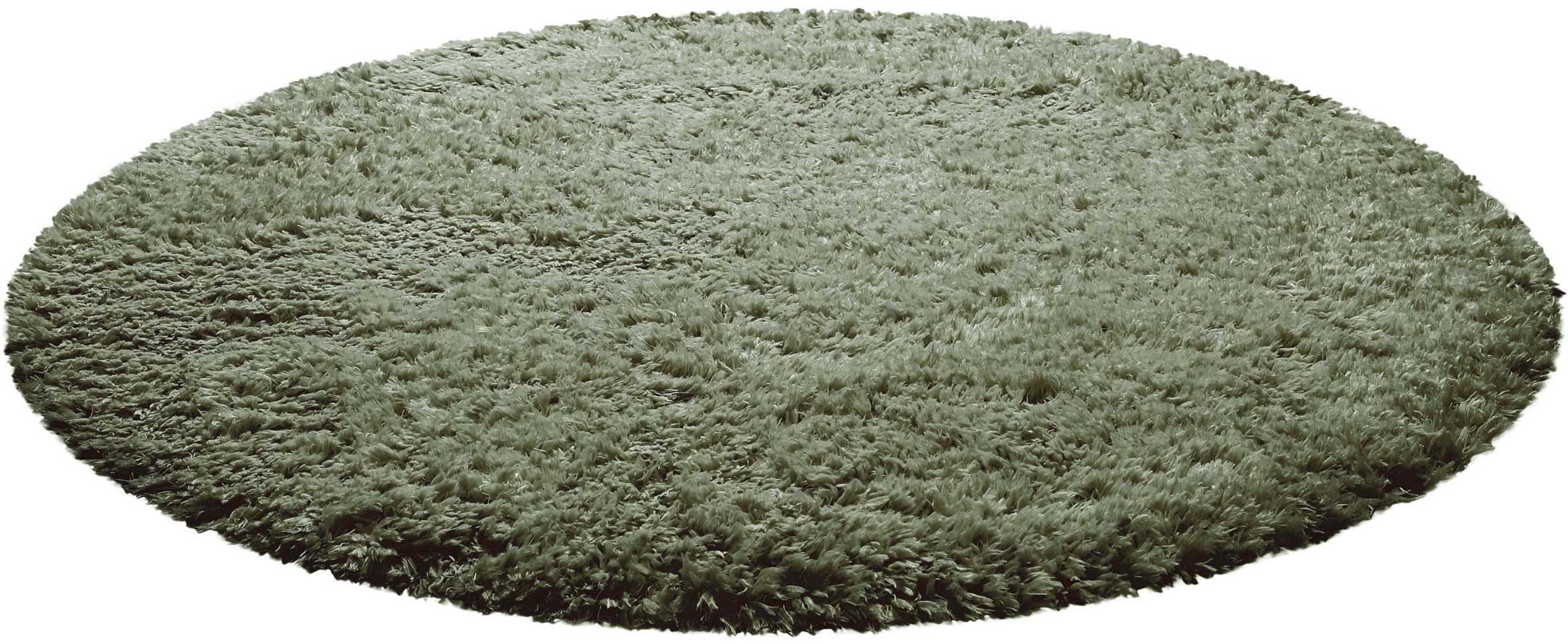 Hochflor-Teppich Matteo HL-0961, Homie Living, rund, Höhe: 50 mm, nachhaltig aus 100% recyceltem PET, Langflor, Shaggy, Wohnzimmer grün