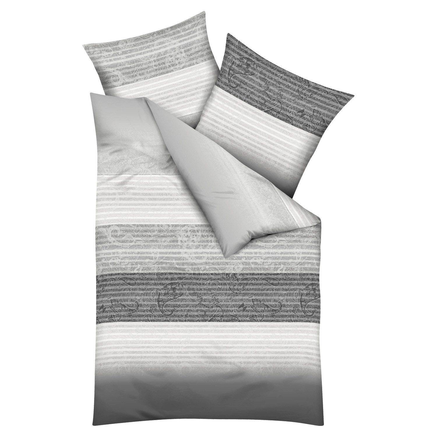 MONDO Bettwäsche PALAST, Grau, Weiß, 135 x 200 cm, Paisleymuster, Jersey, 2 günstig online kaufen