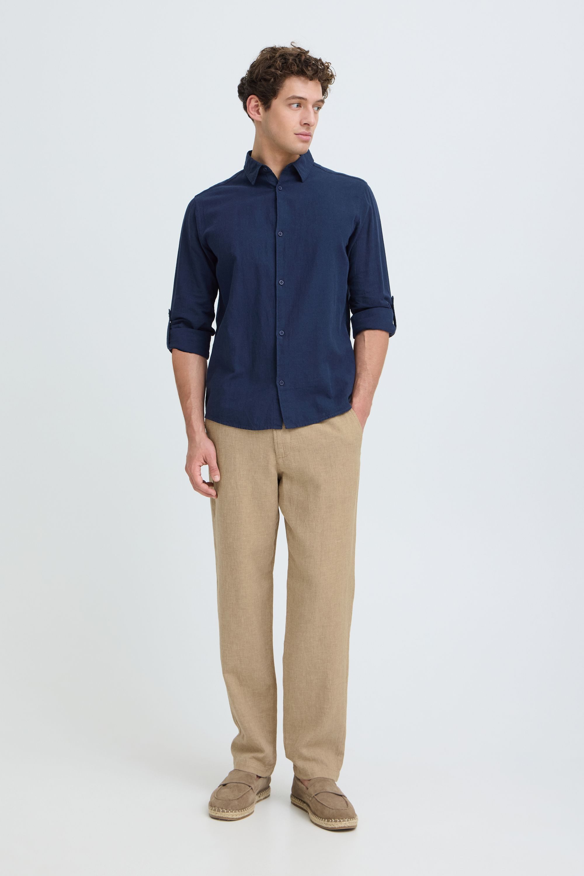 Indicode Leinenhose IDTropelo Sommerliche Chinohose aus Leinen-Baumwoll-Mix