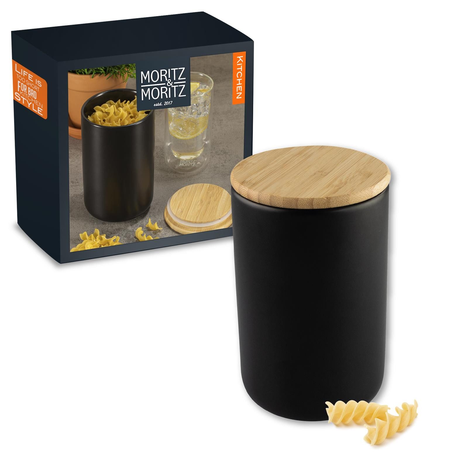 Moritz & Moritz Vorratsdose Moritz & Moritz Vorratsdose Schwarz L, Keramik, (Packung, 2-tlg), 900 ml - Beschreibbar