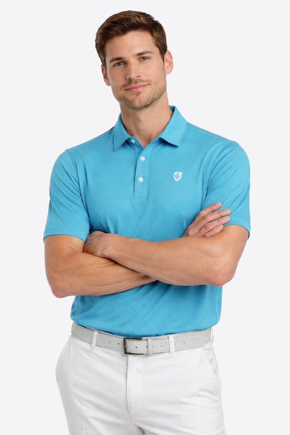 ISLAND GREEN Poloshirt Poloshirt Golfshirt Herren modisches T-Shirt Tennis Shirt Golf-Polo Funktionsmaterial mit Knopfleiste