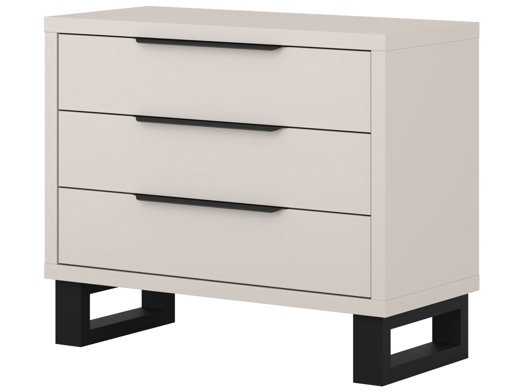 Beautysofa Kommode HILTON Kaschmir mit 3 Schubladen, (Metallgriffe, schwarze Loft-Füße), Breite: 99 cm