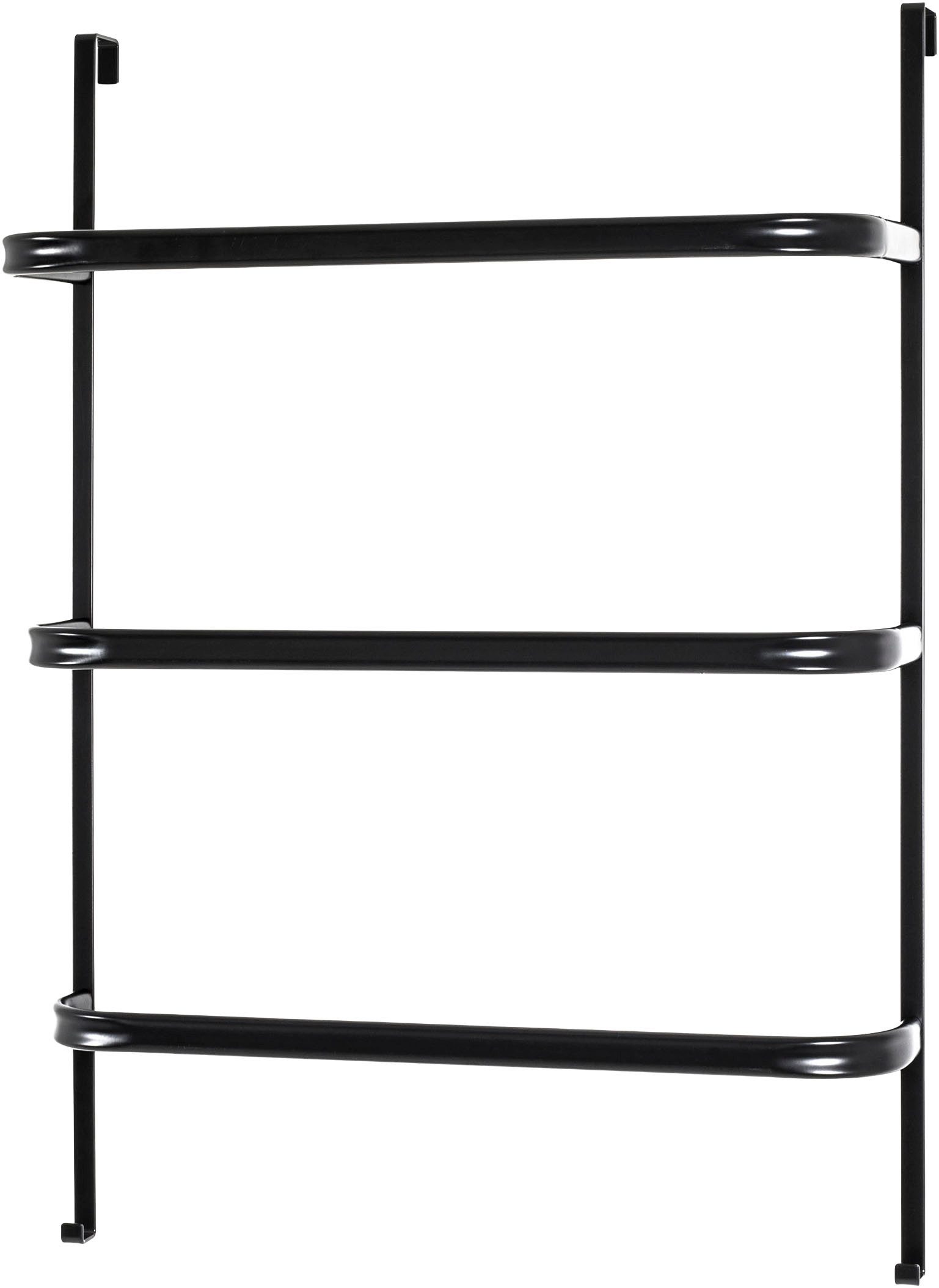 HAKU Handtuchregal Handtuchleiter, Handtuchstange, Türgarderobe, Türhandtuchhalter, freiform - aus Metall Schwarz - B/T/H 55/21/78 cm