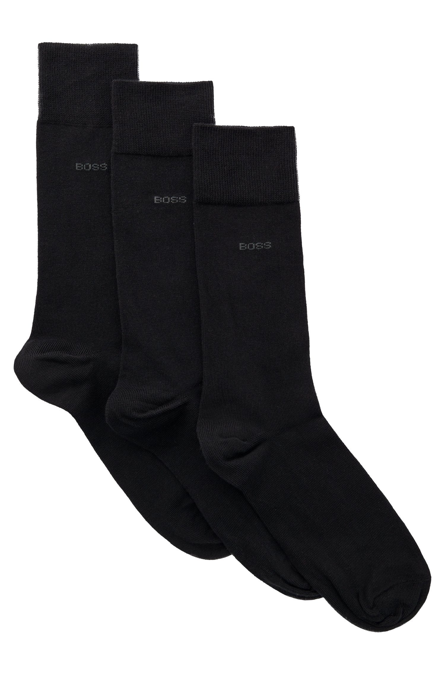 BOSS Socken (3-Paar) mit eingenähtem Logoschriftzug schwarz