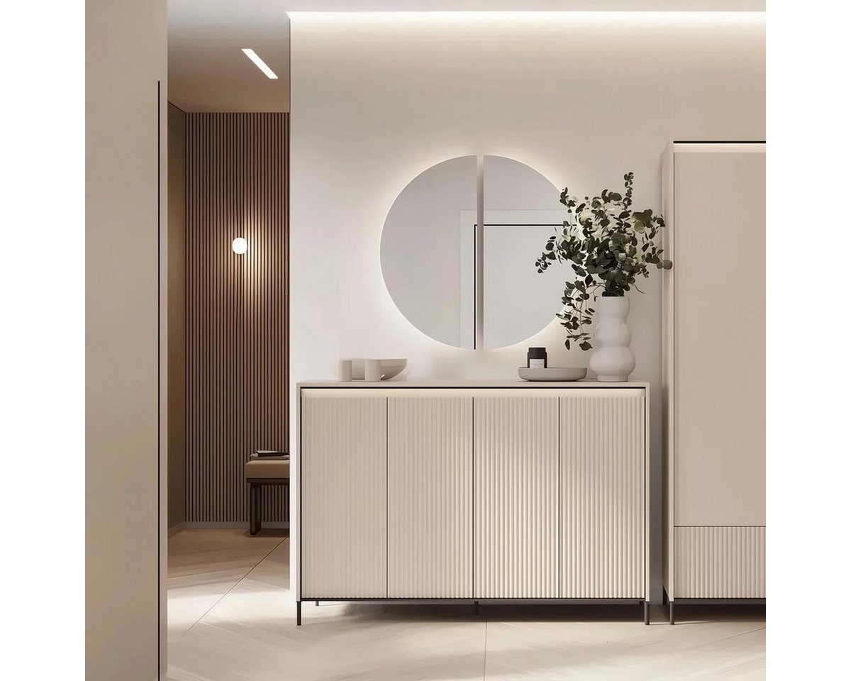 Compleo Kommode + Spiegel, Garderobenmöbelset/ Schlafzimmer im Modern Design