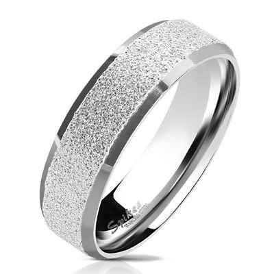 BUNGSA Fingerring Ring sand-gestrahlt abgerundete aus Edelstahl Unisex (Ring, 1-tlg), Damen Herren