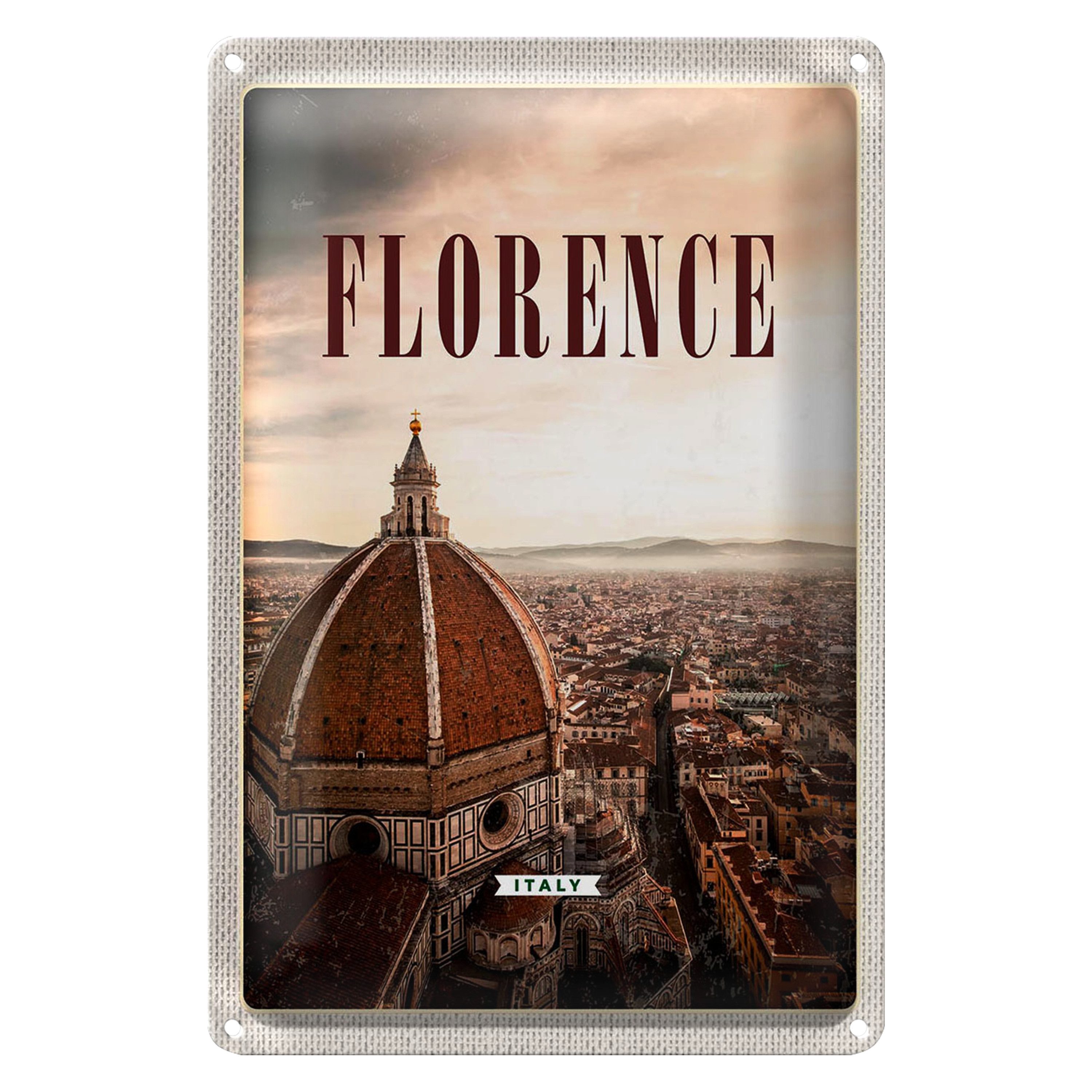 Roomando Metallschild Blechschild Reise 20x30cm Florence Italy Urlaub Reiseziel