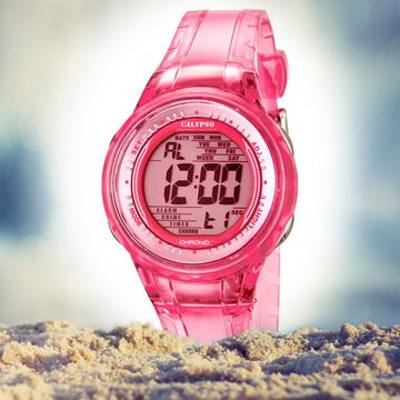 CALYPSO WATCHES Digitaluhr Calypso Damen Uhr K5688/2 Kunststoff PUR, Damen Armbanduhr rund, PURarmband pink, Sport