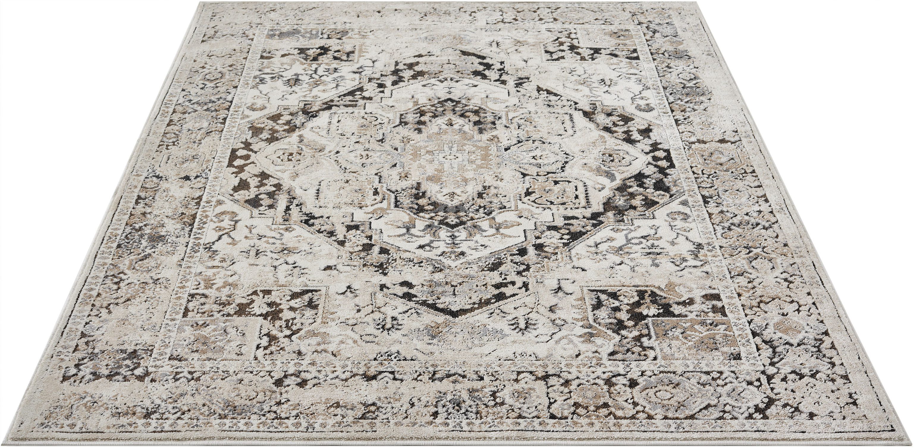 OTTO home Teppich Kylan, Designer-Teppich, Hoch-Tief-Struktur, dezenter Glanz, rechteckig, Höhe: 9 mm, Schrumpf-Garn-Effekt, im Vintage-Look, dichte Qualität, Wohnzimmer
