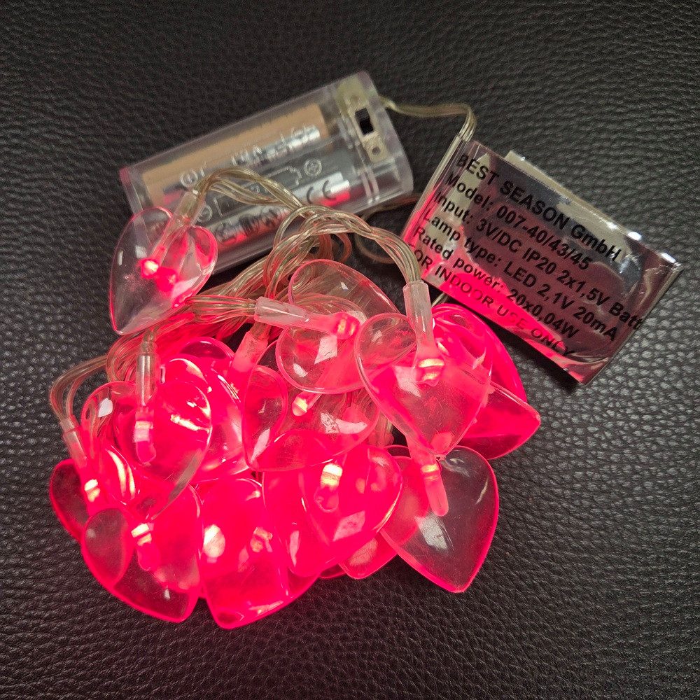 STAR LED-Lichterkette 007-45 LED Lichterkette 20er Herz rot Batterie