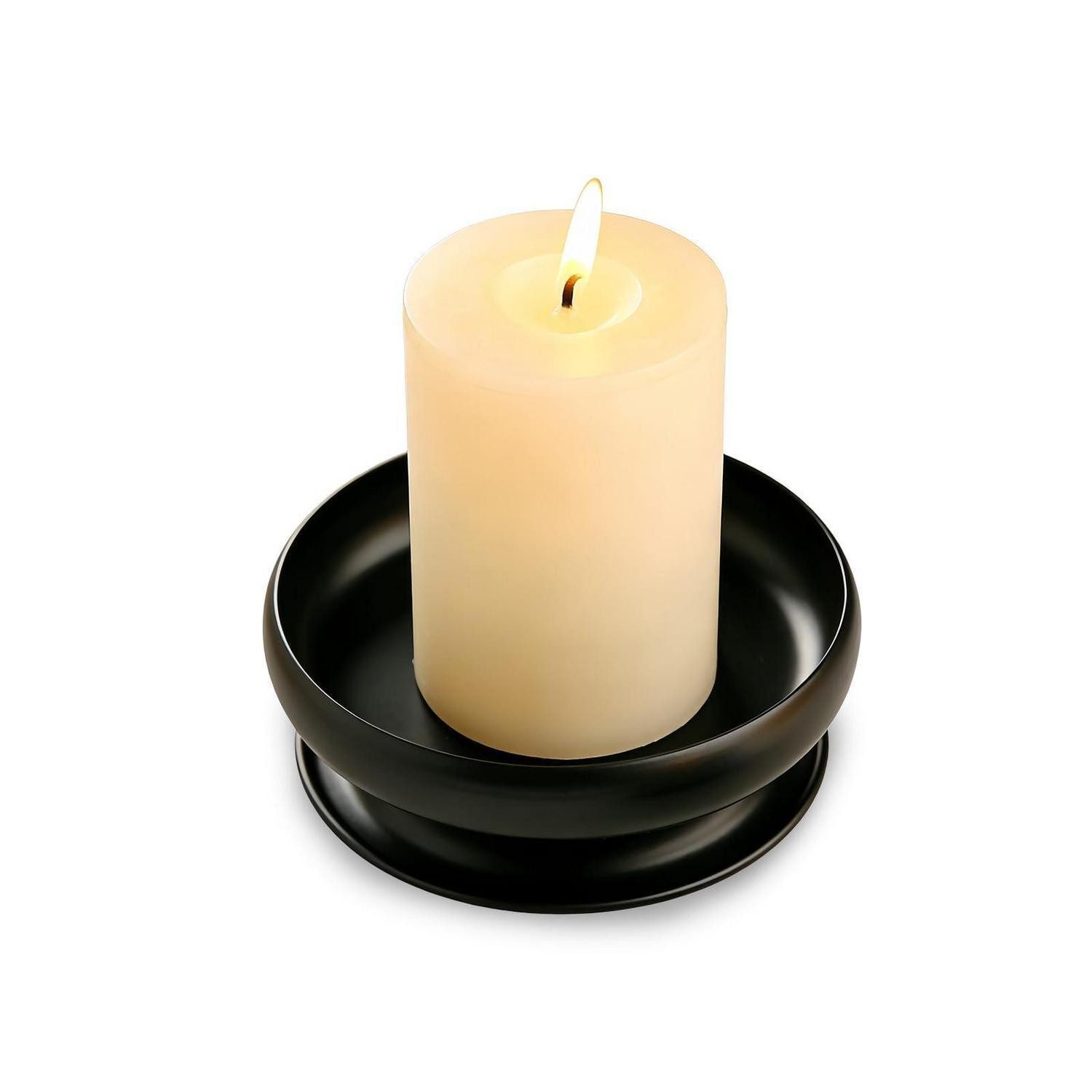 LuxusKollektion Kerzenständer Kerzenständer Metall Schwarz matt 10cm Ø (1 St)
