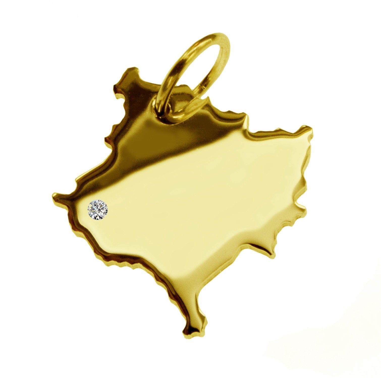 Kettenanhänger Anhänger Kosovo mit Brillant am Wunschort 585 Gelbgold
