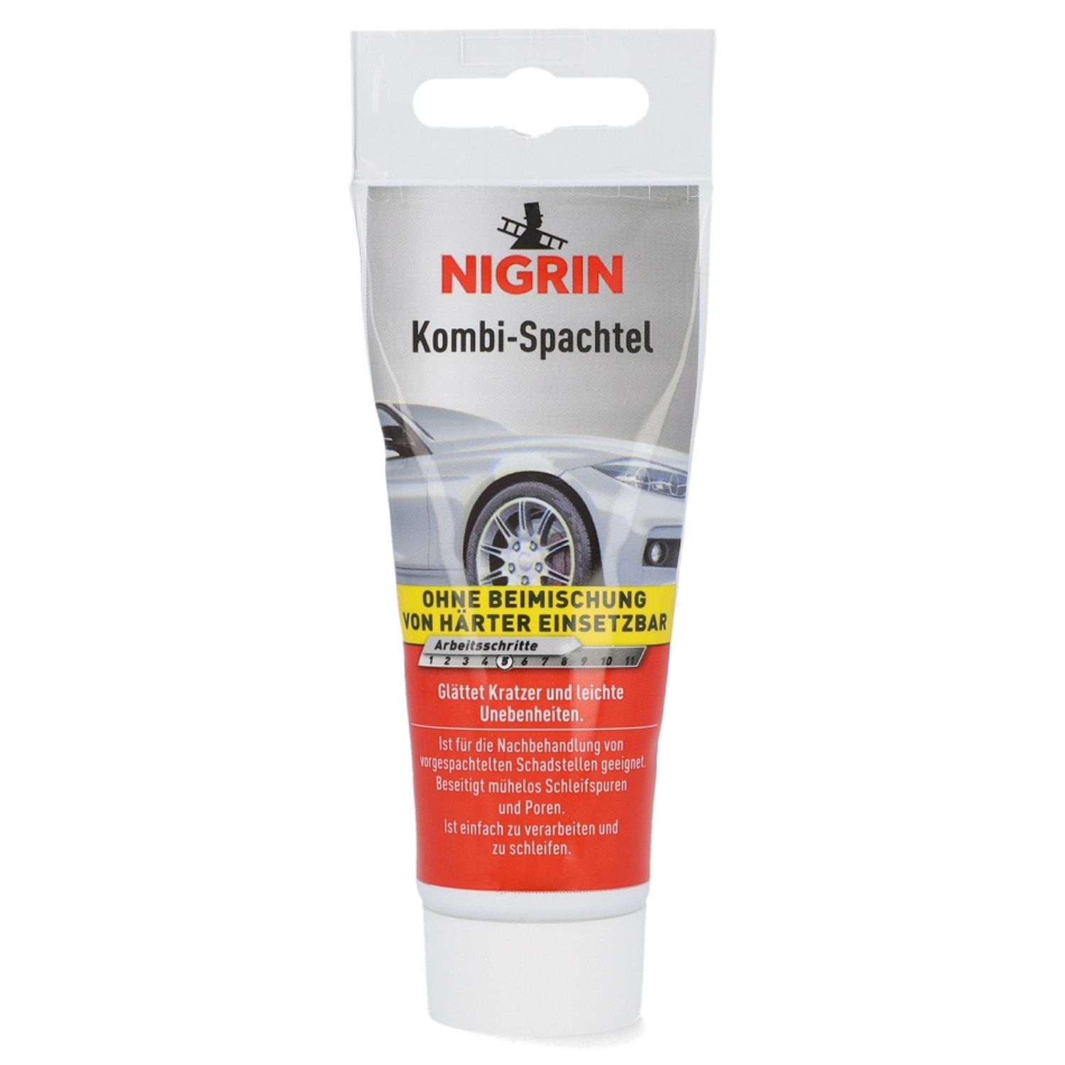 NIGRIN Spachtelmasse Kombi-Spachtel 100g Glättspachtel Reparatur, Spachtel Spachtelmasse Auto Schleifspuren Füll-Spachtel Einkomponenten