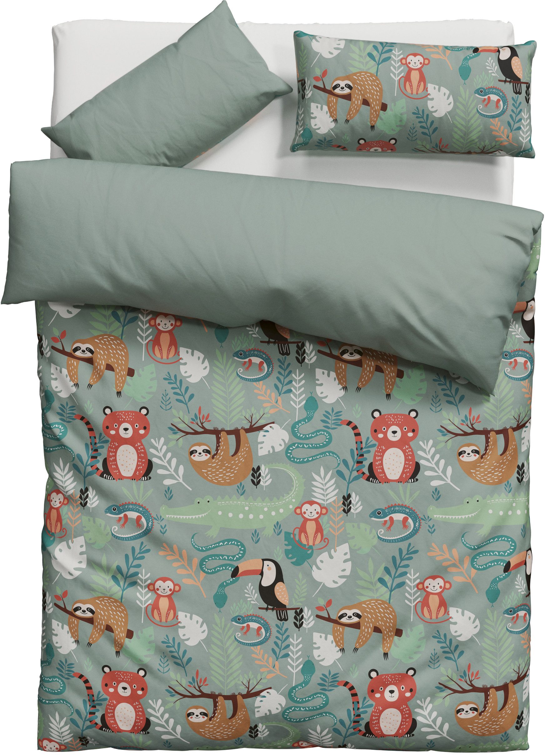 OTTO home Kinderbettwäsche CUDDLEE, Renforcé, 2 teilig, in vielen Designs: Dino,Einhorn,Weltraum,Baustelle,Herz,Trecker,Safari – Bild 2 von 5