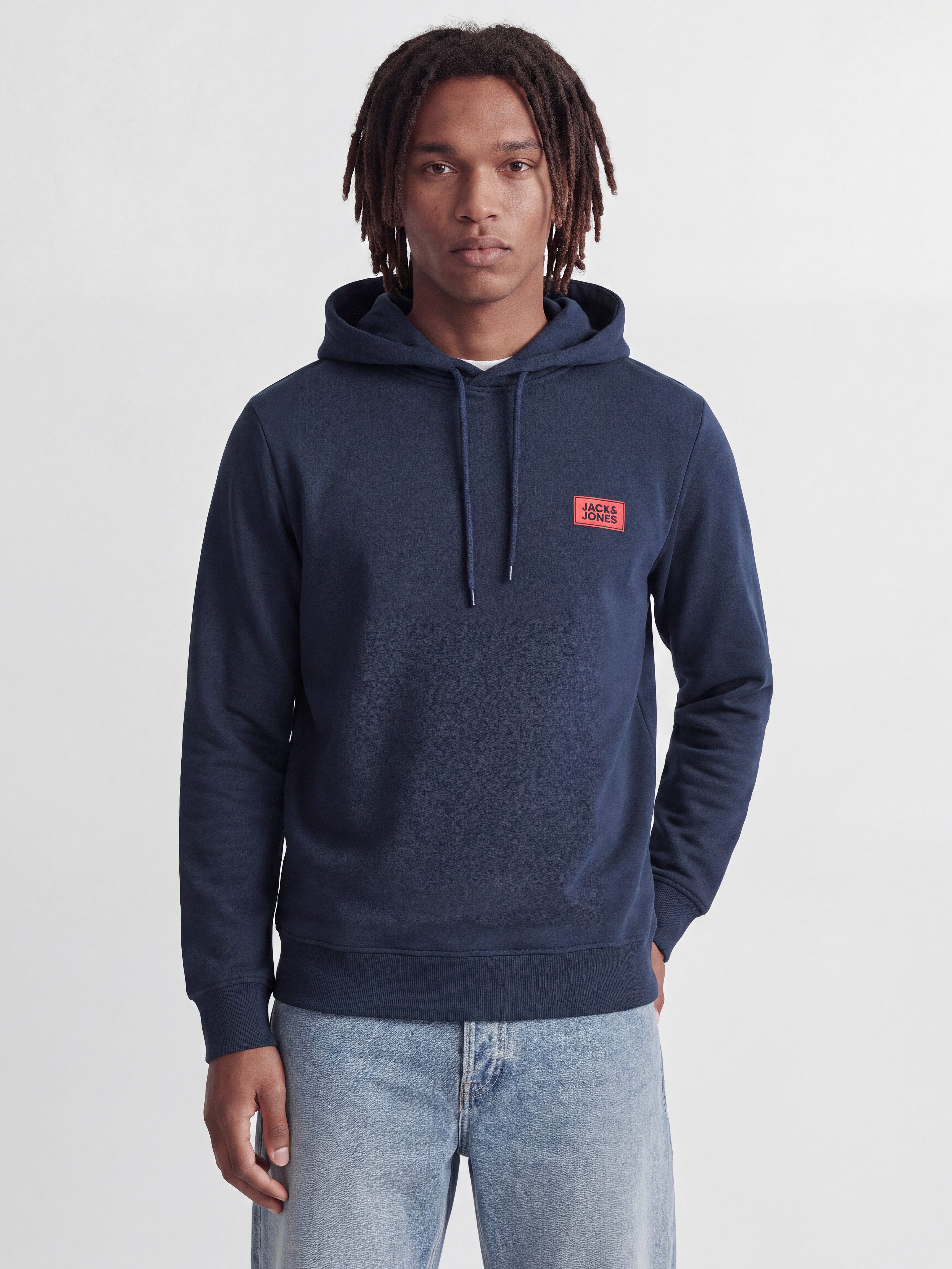 Jack & Jones Kapuzensweatshirt JJRUSH SWEAT HOOD Baumwollmischung, regular fit
