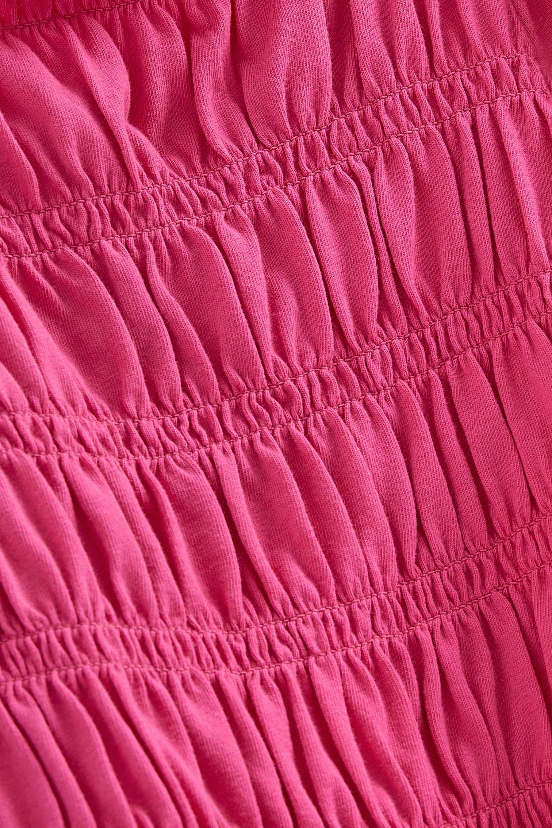 Next Oberteil (1-tlg) T-Shirt Gesmoktes Pink mit Puffärmeln