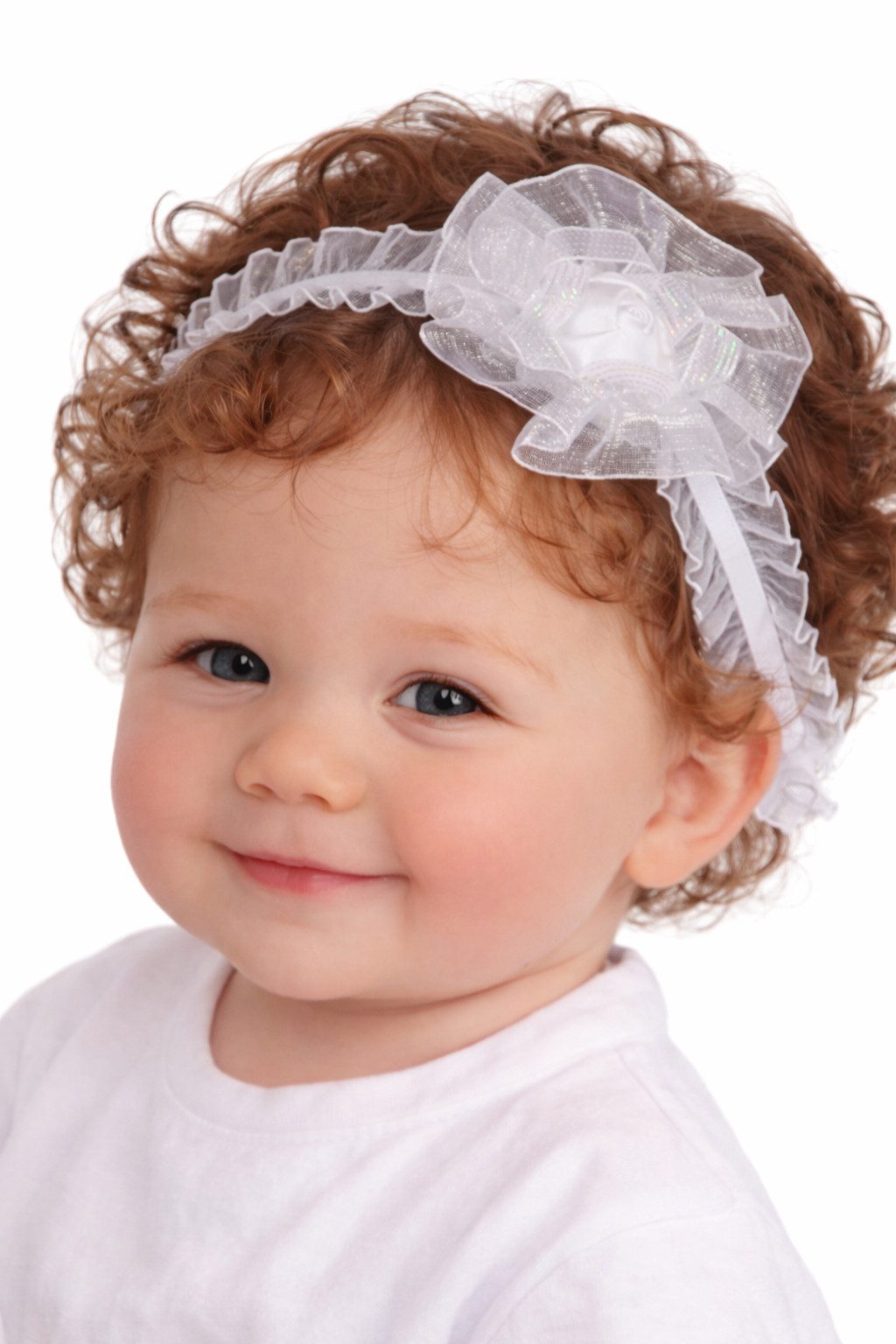 La Bortini Stirnband Kopfband in Weiß für Babys und Kinder Haarband Kopfschmuck elastisch, für Taufe, ab 0Mon, Rüschen, Spitzen, Haarschmuck