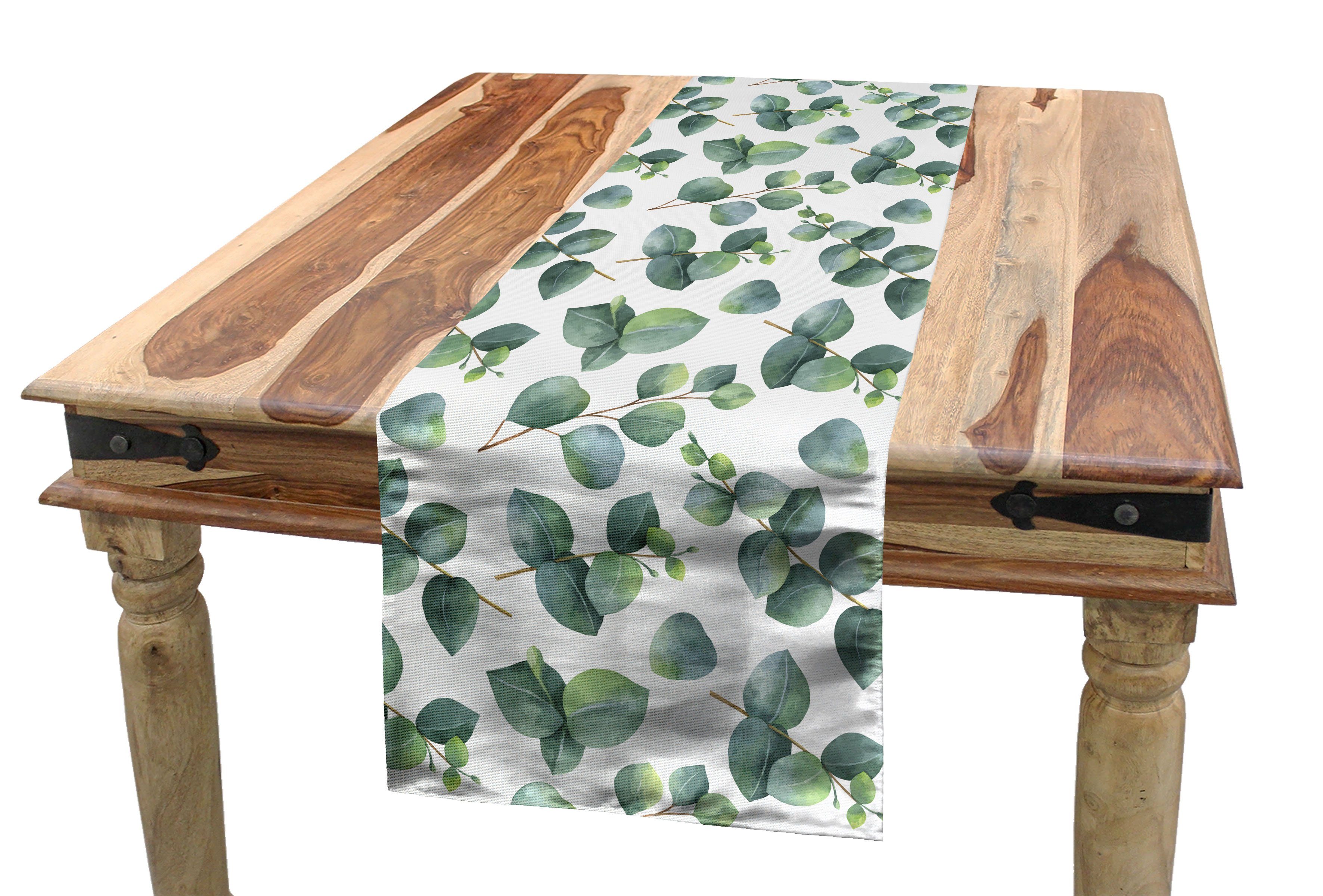 Abakuhaus Tischläufer Esszimmer Küche Kunst Blatt Dekorativer Rechteckiger Aquarell Eucalyptus Tischläufer