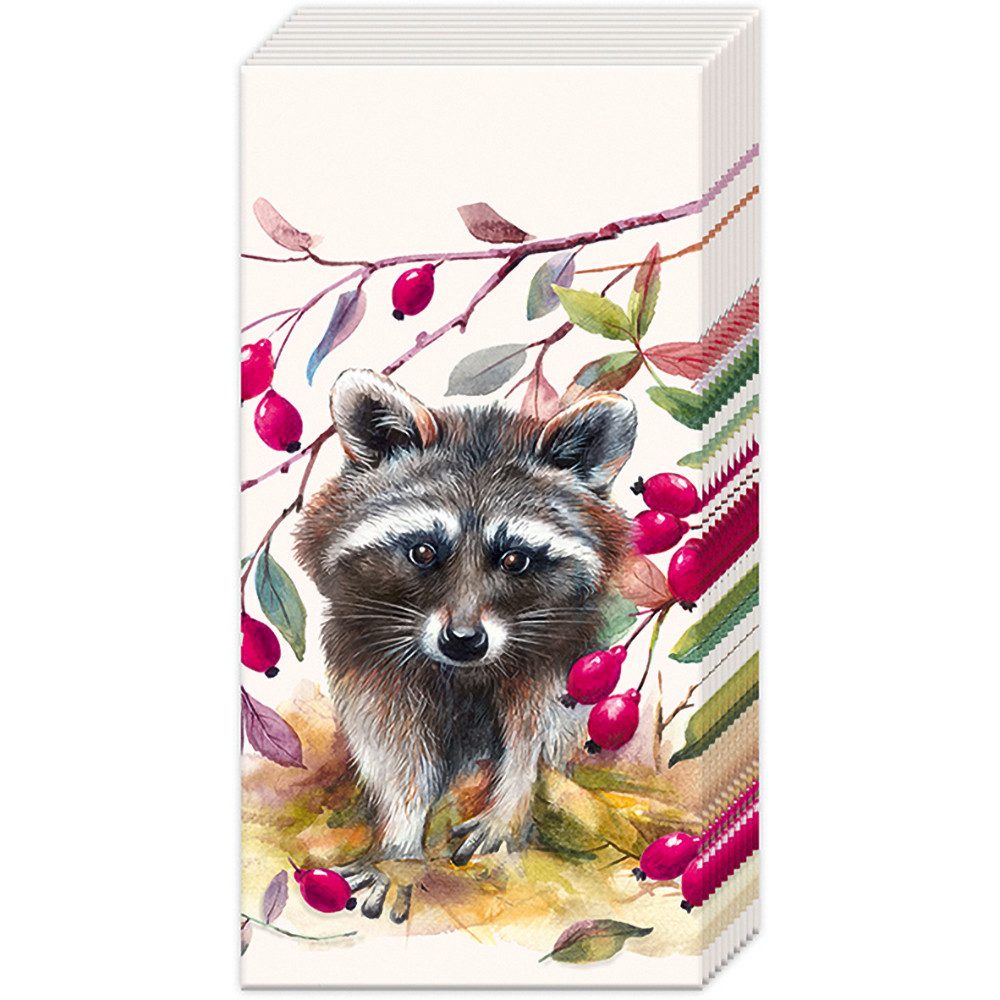 IHR Papierserviette Papiertaschentücher Waschbär, (10 St), 21x21cm