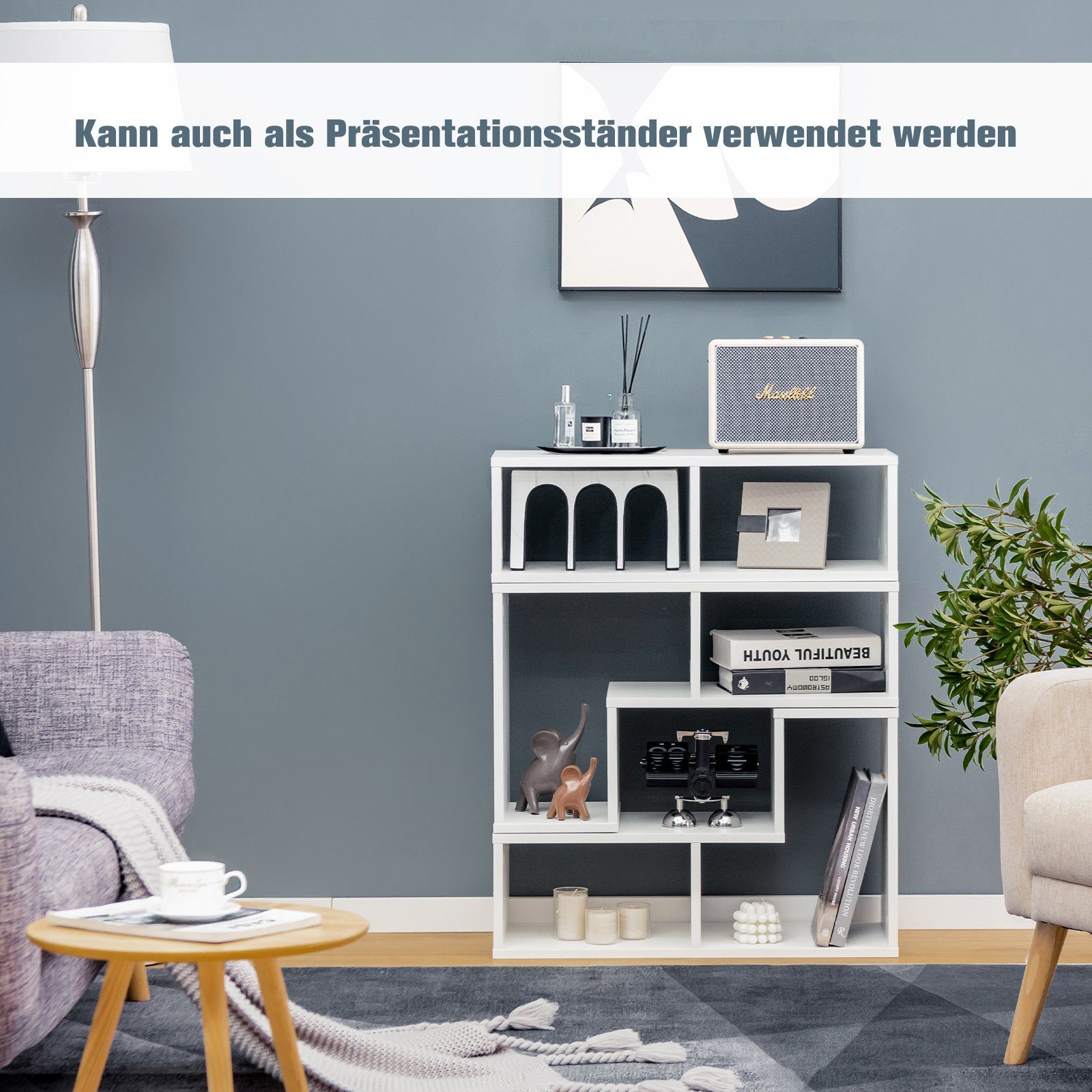 COSTWAY TV-Schrank Eckregal 3-teilig, ausziehbar, frei Kombinierbar – Bild 4 von 5