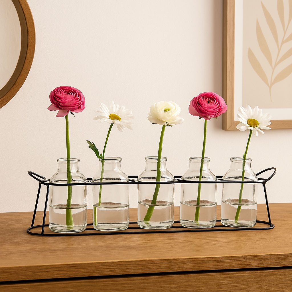 BOLTZE Tischvase Glasvasen Set mit Metallständer günstig online kaufen