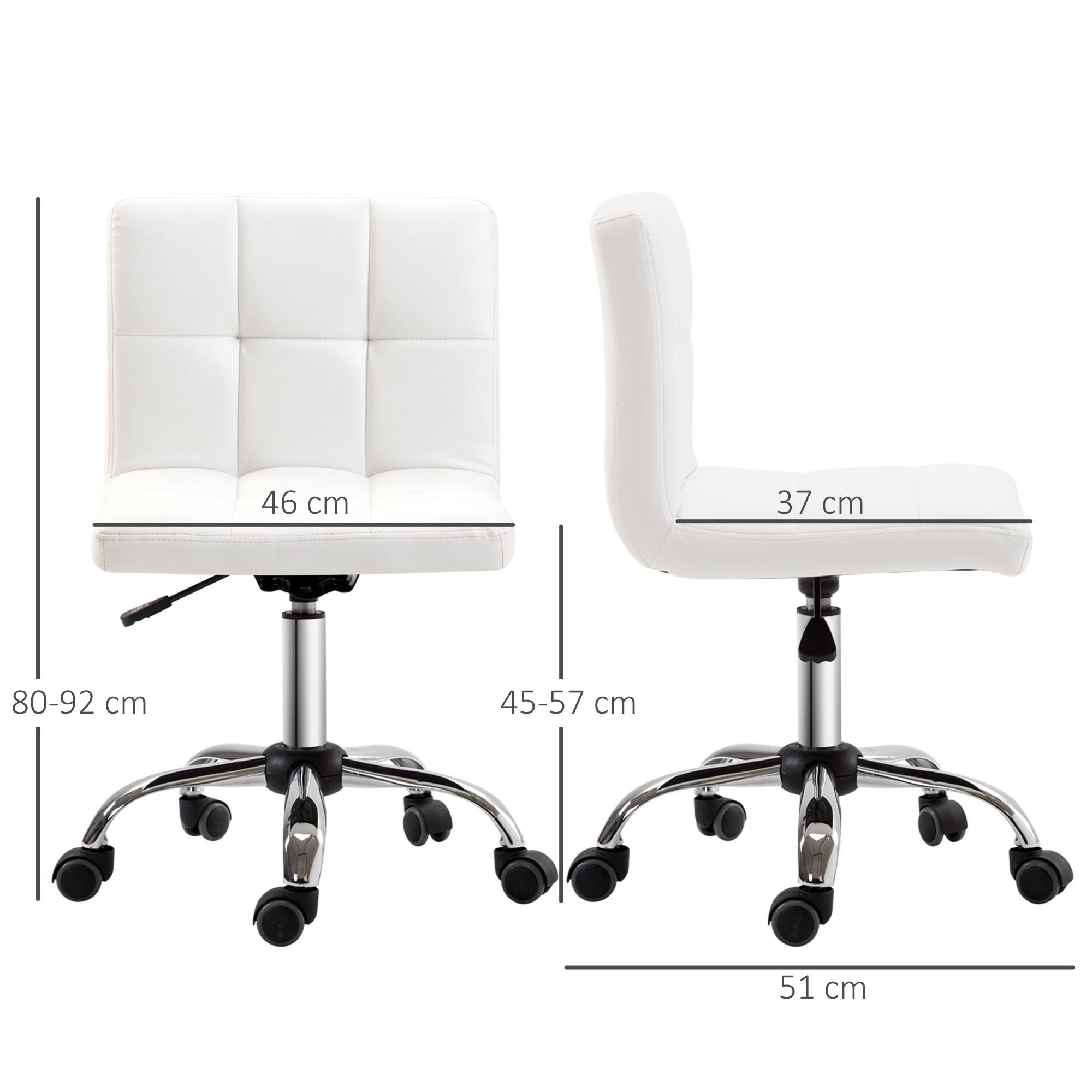 HOMCOM Bürostuhl Ergonomischer Höhenverstellbarer Drehstuhl (Schreibtischstuhl, 1 St), mit 5 Nylonrädern, für Büro, Arbeitszimmer, Weiß