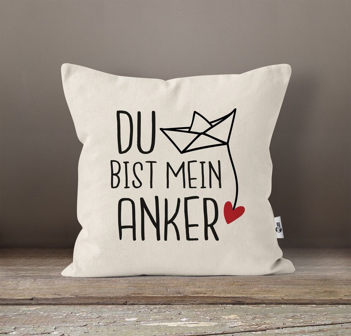 MoonWorks Dekokissen Kissen-Bezug Spruch Liebe du bist mein Anker Origami P günstig online kaufen