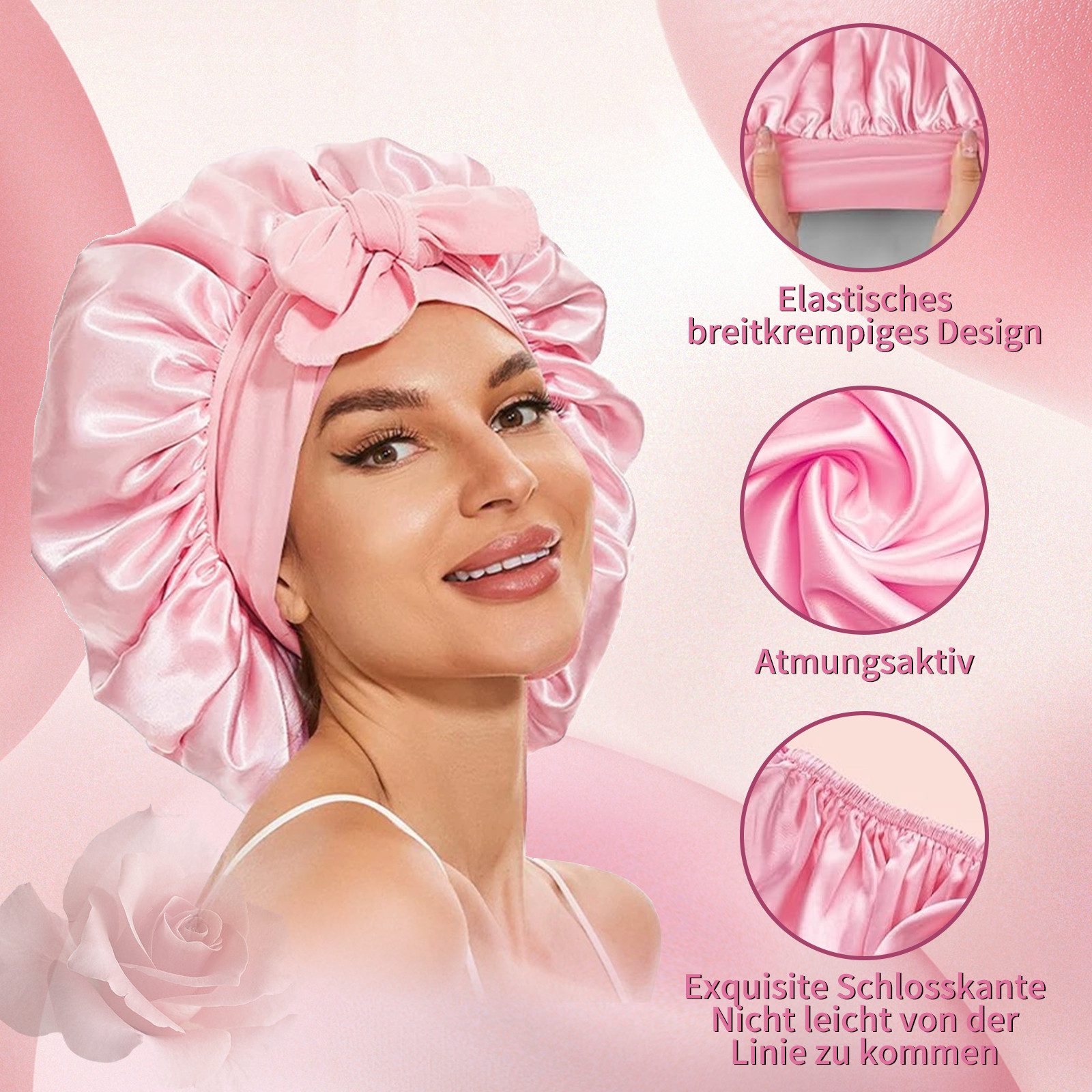 inschimmer Duschhaube 2er Schlafmütze Haarhaube Bonnet für Damen Schlafhaube zum Schlafen