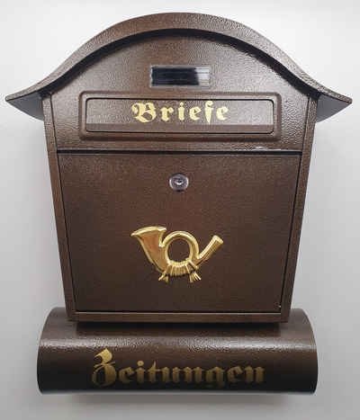 Airbrush-City Briefkasten »Briefkasten Modell Colonia nostalgisch Braun mit Zeitungsrolle«