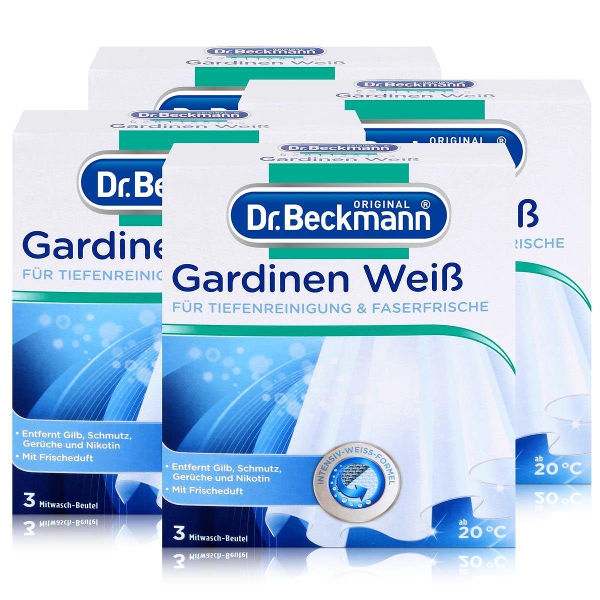 Dr. Beckmann 4x Dr. Beckmann Gardinen Weiß 120g - Intensives Weiß & Faserfrische Spezialwaschmittel