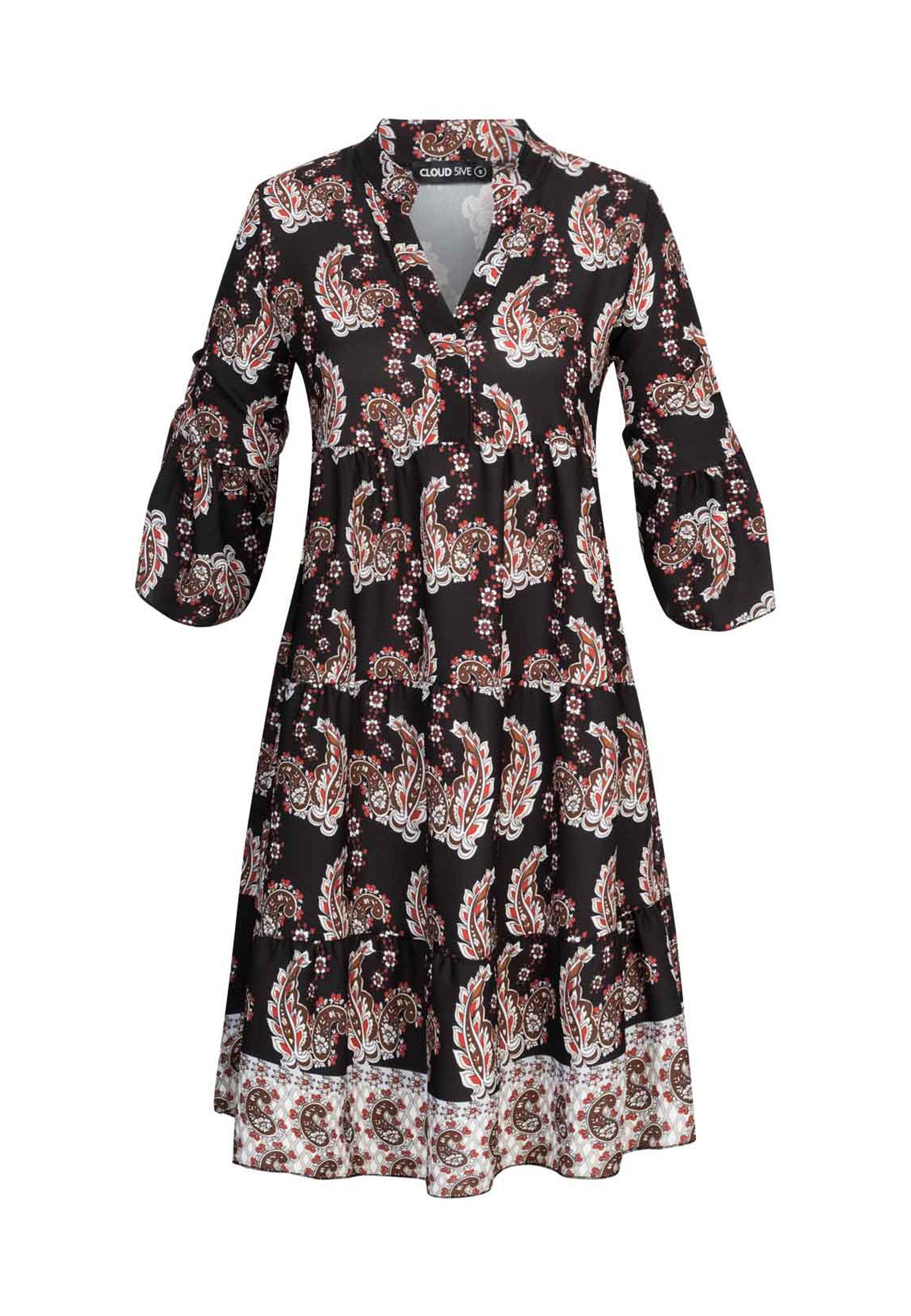 Shirtkleid CLOUD 5IVE Paisley Kleid mit V-Neck und All Over Print
