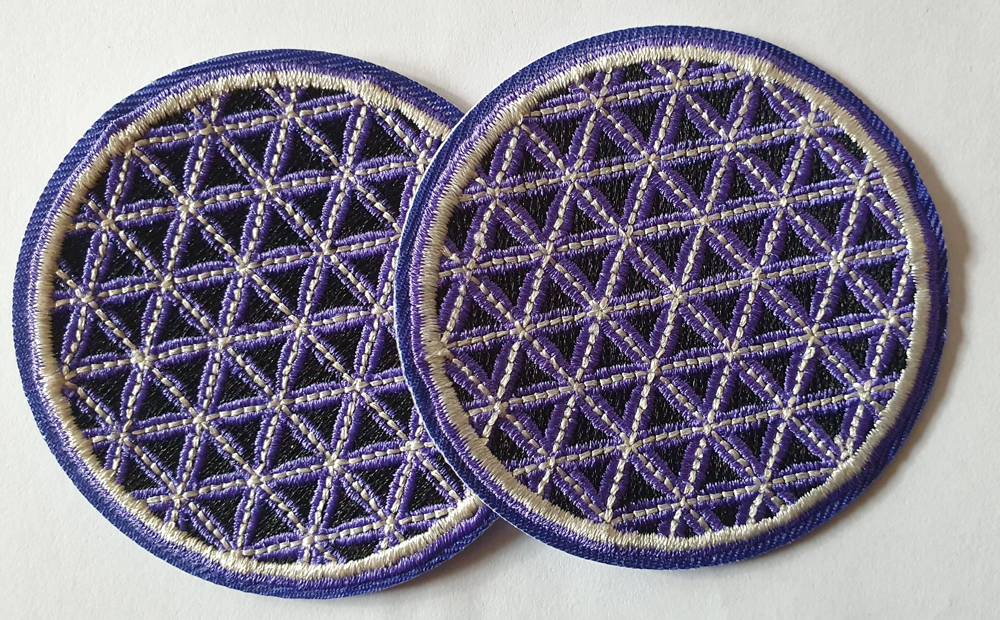 everest 1953 Aufnäher 2 x Lebensblume gestickt Aufbügler Blume des Lebens NEPAL, gestickt, Bügelaufkleber, Waschmaschinen geeignet