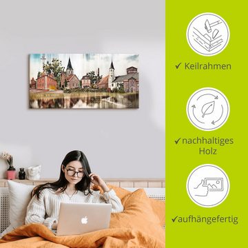 Artland Leinwandbild Haselünne Stadtansicht Collage Emsland, Deutschland (1 St), auf Keilrahmen gespannt