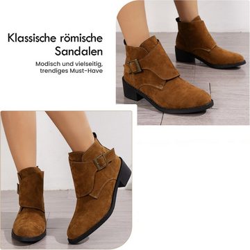 Daisred Damen Ankle Boots klassich mit Gürtelschnalle Stiefel