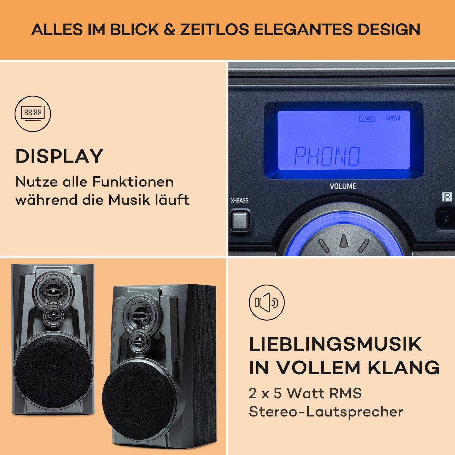 Franklin Silber/schwarz FM, Stereoanlage DAB+ 10 / W) (Radiotuner: Auna DAB+