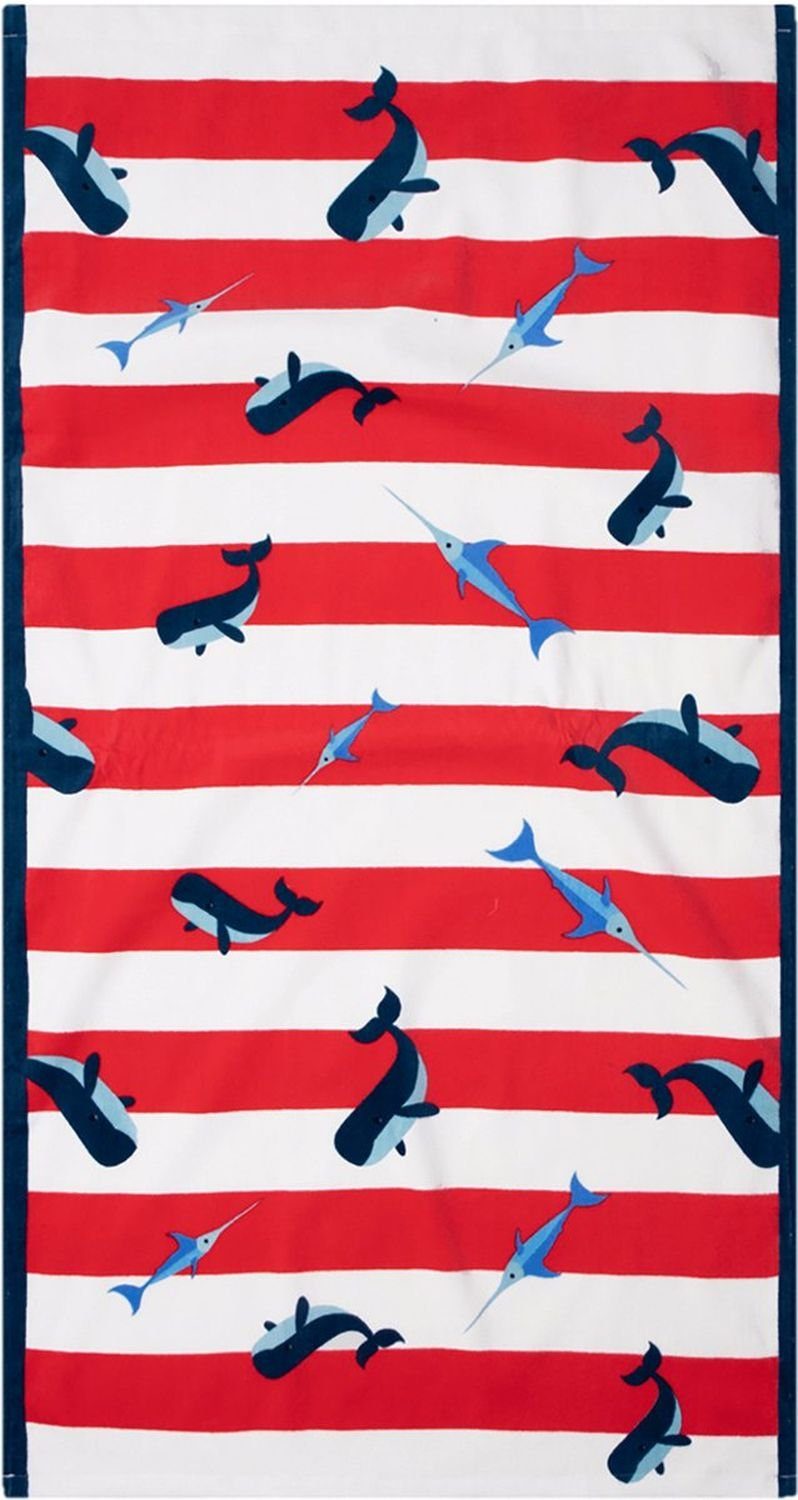 Swim Essentials Strandtücher Swim Essentials Strandlaken Strandtuch rot/weiß Wal Muster 135 x 65 cm
