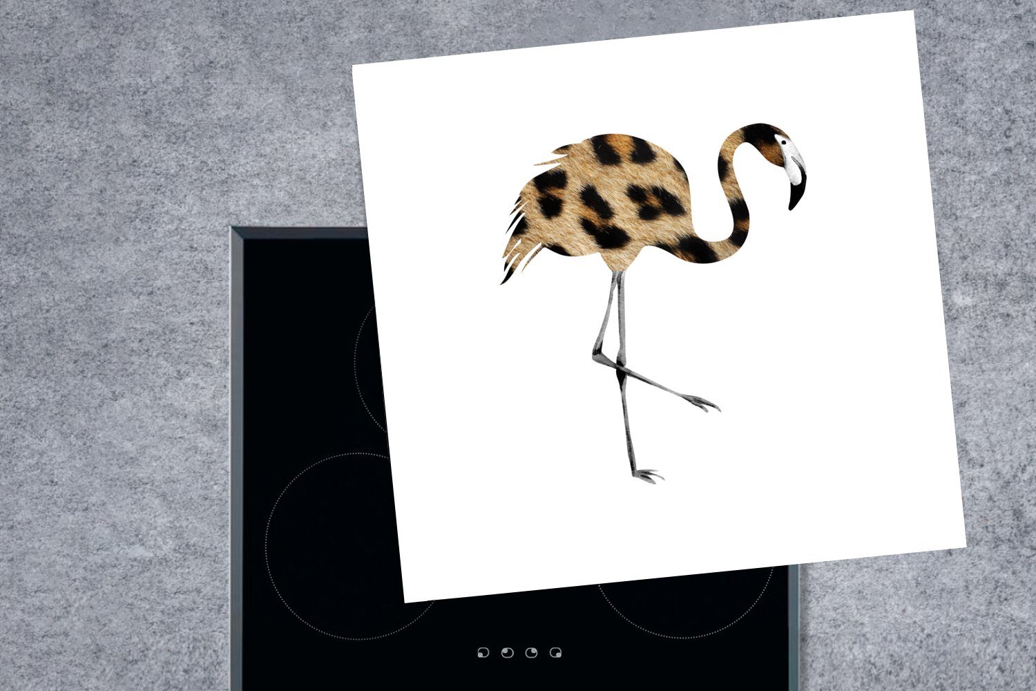 Flamingo tlg), Panther Druck, Vogel Arbeitsplatte für Vinyl, - - Ceranfeldabdeckung, cm, küche 78x78 Herdblende-/Abdeckplatte MuchoWow (1