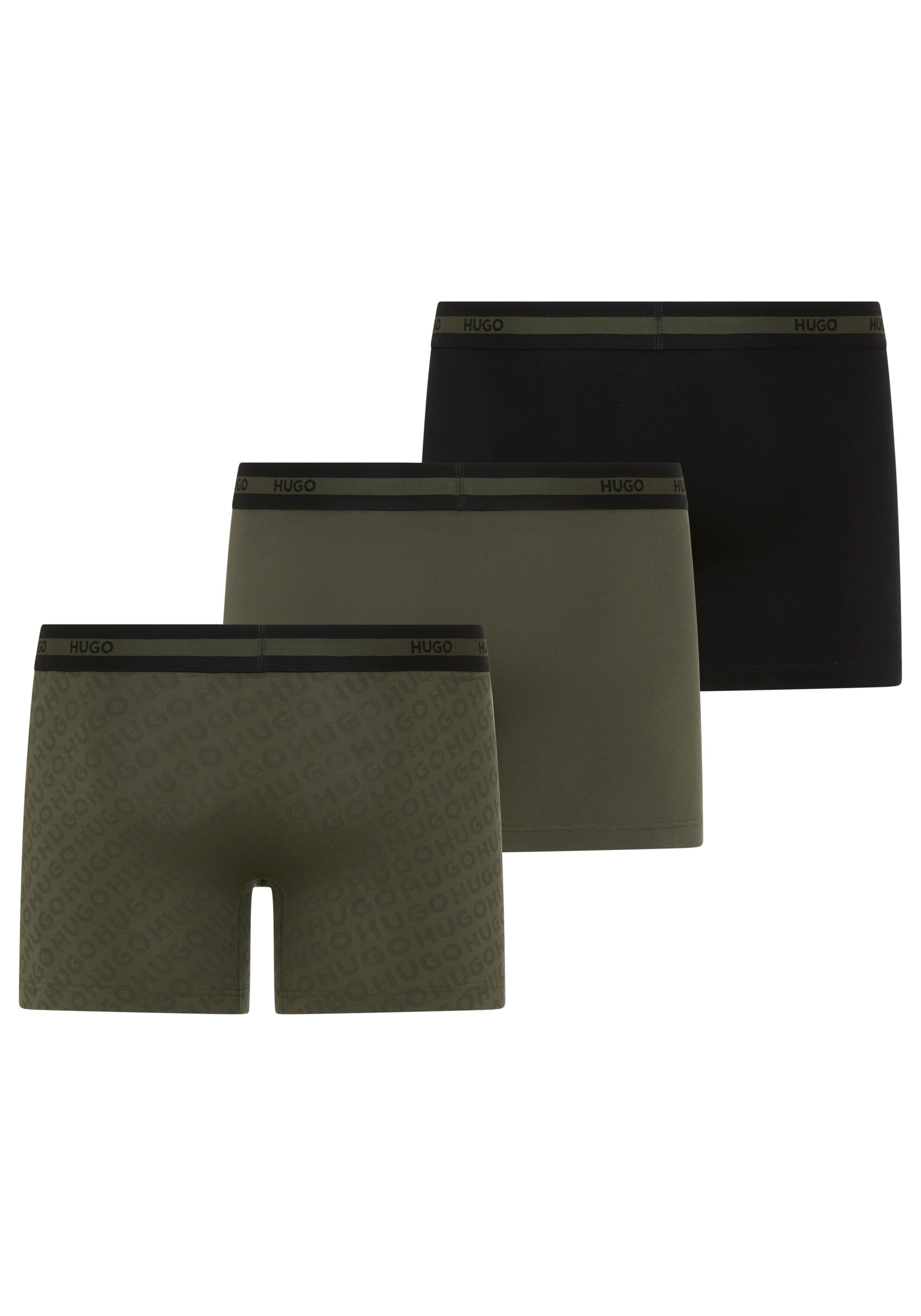 HUGO Boxershorts BOXER BR PLANET DES (3-St) elastischer Bund mit Logo, aus Stretch-Baumwolle, enganliegend