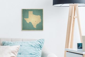 OneMillionCanvasses® Leinwandbild Eine Illustration der Karte von Texas mit einem roten Punkt, an dem, (1 St), Leinwand Bilder für Wohnzimmer Schlafzimmer