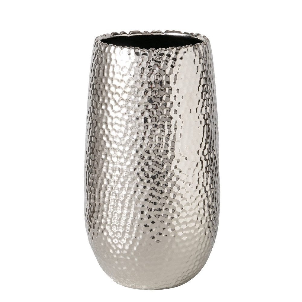BOLTZE GRUPPE GmbH Dekovase Vase Lajos Blumenvase silber Steingut Ø 17 cm H 31 cm