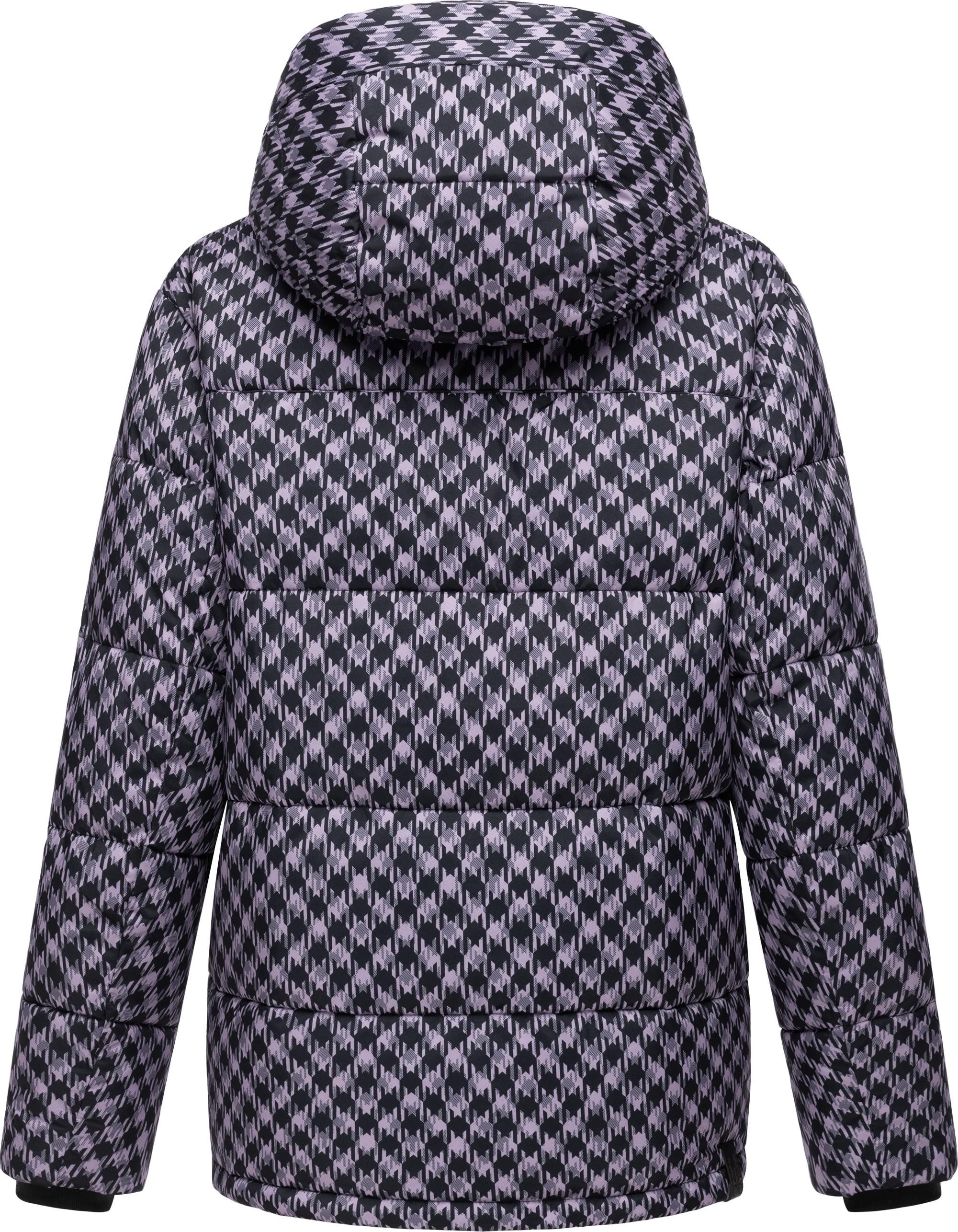 Ragwear Steppjacke Wikesh Print Wasserdichte Damen Winterjacke mit Hahnentritt-Muster