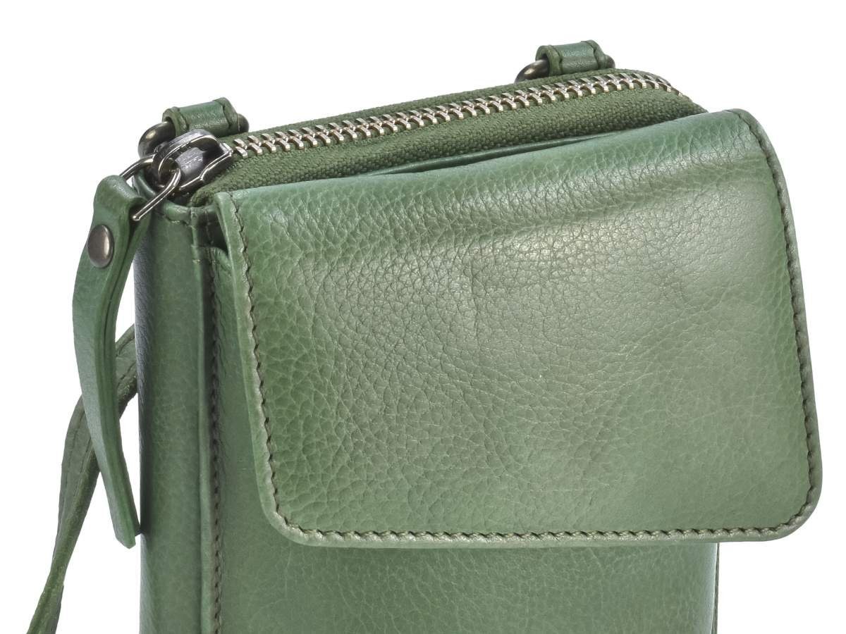 Greenburry Umhängetasche Soft Washed, Geldbörse Herren, mit Portemonnaie zum Damen emerald Umhängen, Handyfach, green