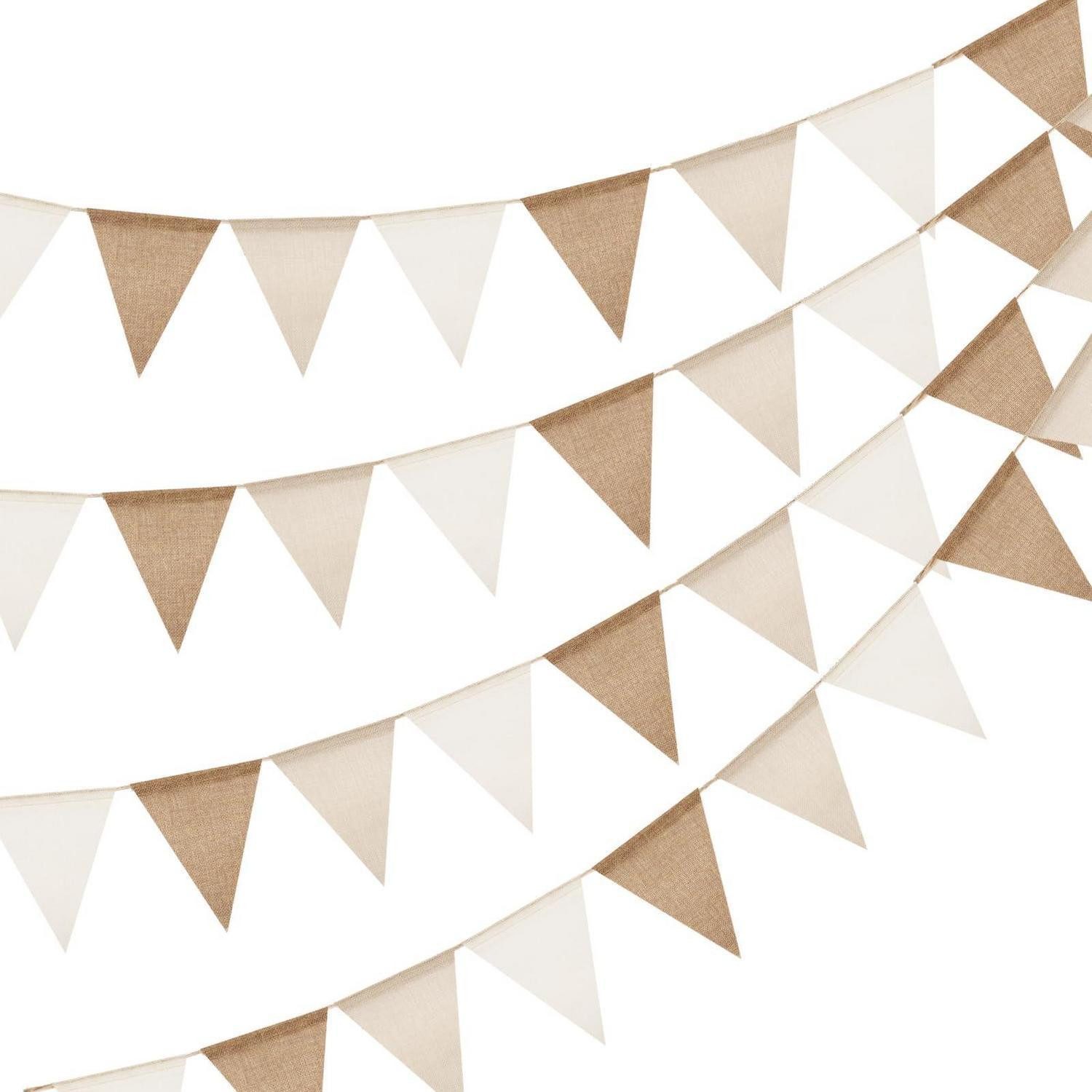 LuxusKollektion Wimpelkette Wimpelkette Outdoor Wetterfest Beige Braun 12m