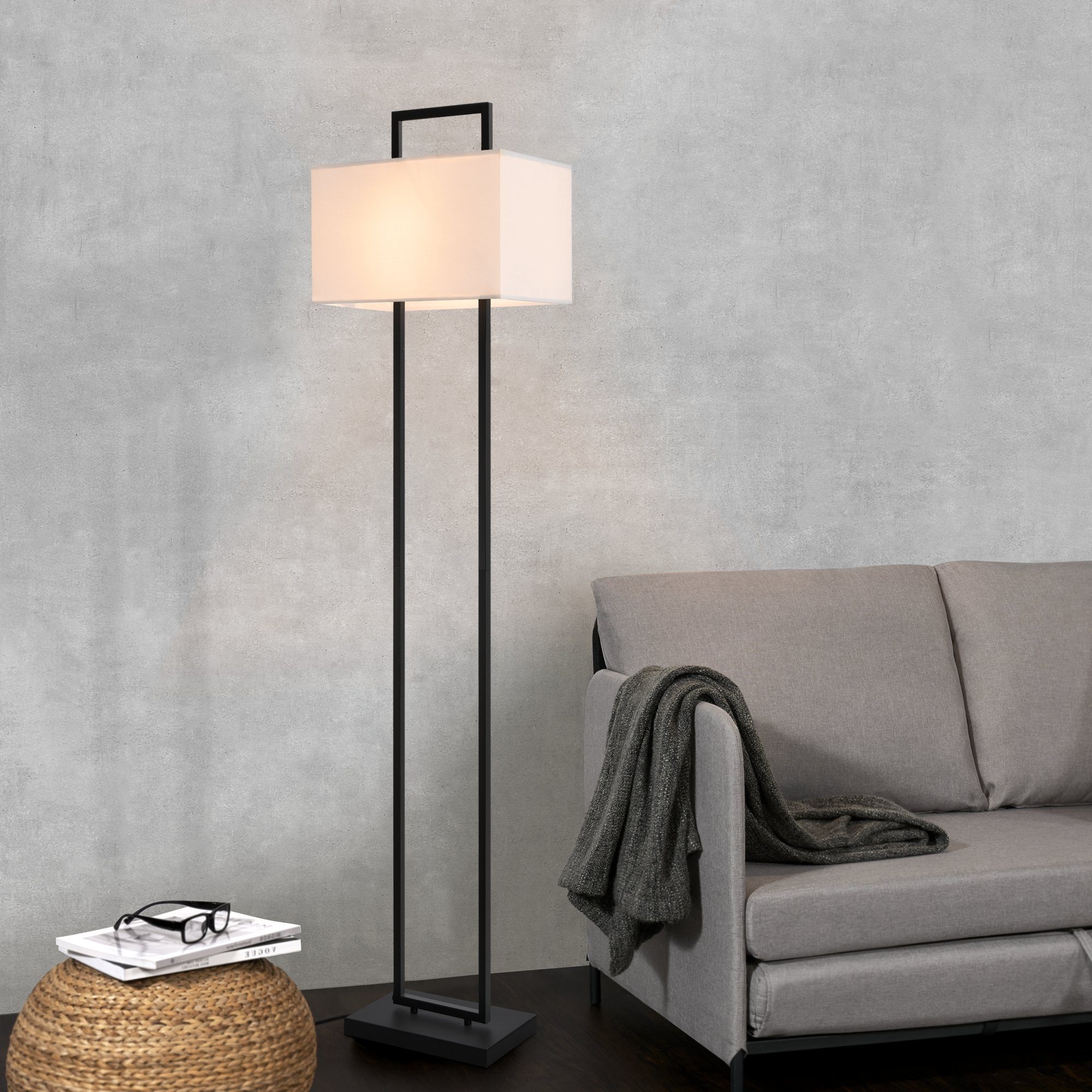 lux.pro Stehlampe, ohne Leuchtmittel, »Sigdal« E27 1-flammig Metall Textil Schwarz / Weiß